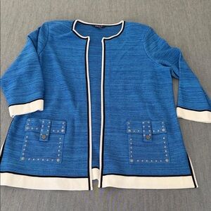 Misook Open Front cardigan/Knit Jacket Women’s Textured Stud Detail Career Chic